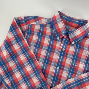 Southern Tide Mens Small Classic Fit Plaid Preppy Button Down Shirt Short Sleeve